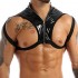 YOOJOO Mens Patent Leather Round Neck Sleeveless Shoulder Chest Harness Stretchy Muscle Crop Tops