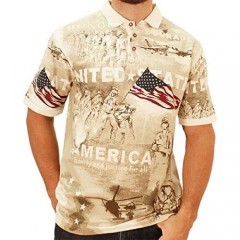 Cotton Traders TheFlagshirt Men's American Flag Patriotic Golf Shirt