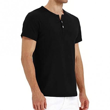 Aiyino Mens Casual Slim Fit Long Sleeve Henley T-Shirts Cotton Shirts