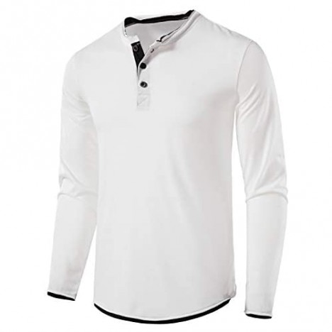 BEILU Men's Fashion Casual Long Sleeve Henley T-Shirts Slim Fit Basic Shirts