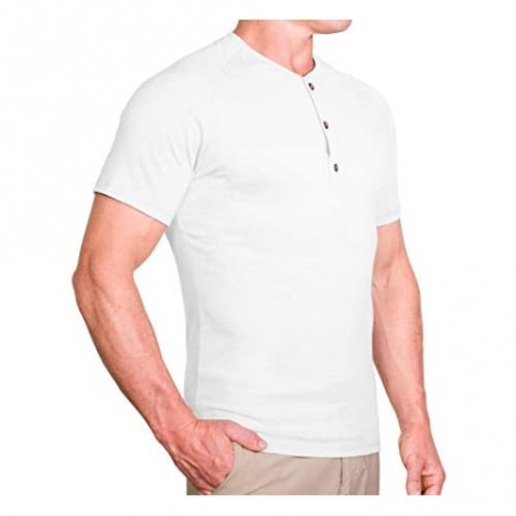 CC Slim Fit Short Sleeve Henley Shirts for Men | Casual Soft Fitted Mens T Shirt