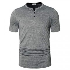 Derminpro Men's Collarless Golf Shirts Slim Fit Quick Dry Athletic Sport Shirts