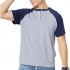 DUOFIER Men's Summer Henley Shirts Front Placket Raglan Short Sleeve Baseball T-Shirts