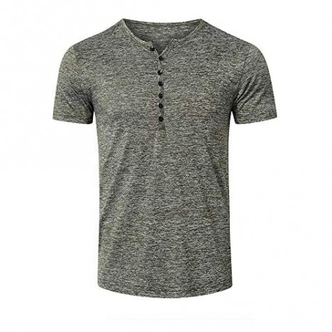 GUBIDIAO Mens Casual Slim Fit Basic Henley Shirts Fashion Short Sleeve Summer T-Shirt Lightweight Sports Top