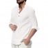 Makkrom Men's Long Sleeve Henley Shirt Cotton Linen Summer Beach Yoga Hippie Shirts Top