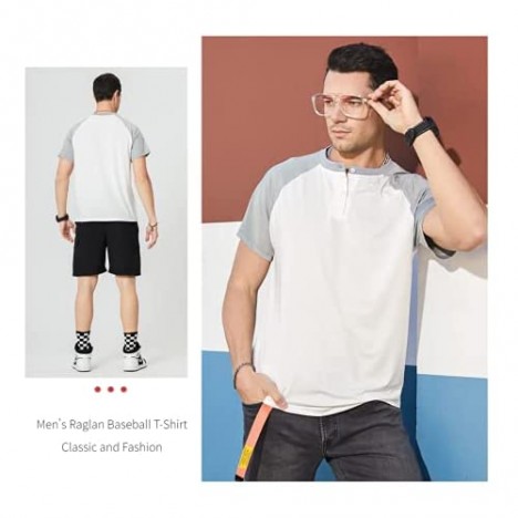MANTORS Mens Casual Short Sleeve Henley T Shirts Contrast Front Placket Basic Shirts