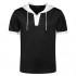 Men's Casual Hooded T-Shirts Fashion Short Sleeve Color Block Pullover Top for Summer