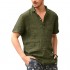 Mens Cotton Linen Henley Shirt Short Sleeve V Neck Hippie Casual Beach Yoga Lightweight T Shirt Tops