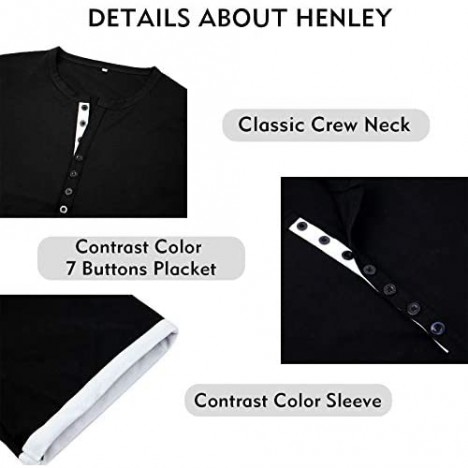 NeedBo Mens Short Sleeve Henley Shirt Slim Fit Basic Cotton T-Shirts