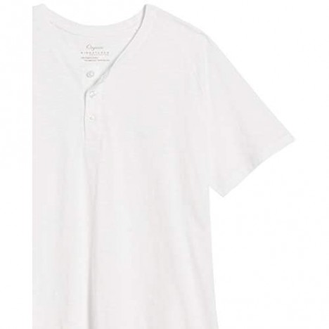 Organic Signatures Short-Sleeve 100% Organic Cotton Lightweight Slub Henley Shirt for Men