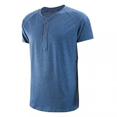 SAMACHICA Men Henley Shirts Classic Tees - Men's Short Sleeve Fashion Cotton Tee Casual Beach T Shirts with Button