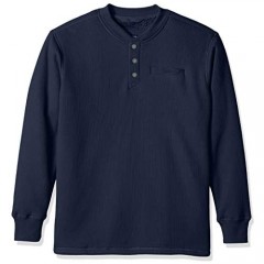 Smith's Workwear Men's Sherpa-Bonded Thermal Knit Henley Pullover