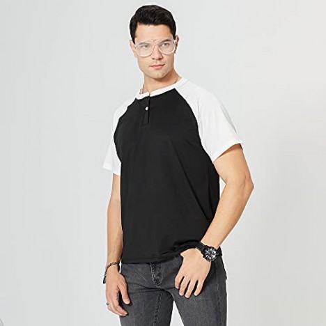 TOLOER Men's Fashion Casual Short Sleeve Henley Shirts Sports Active T-Shirts