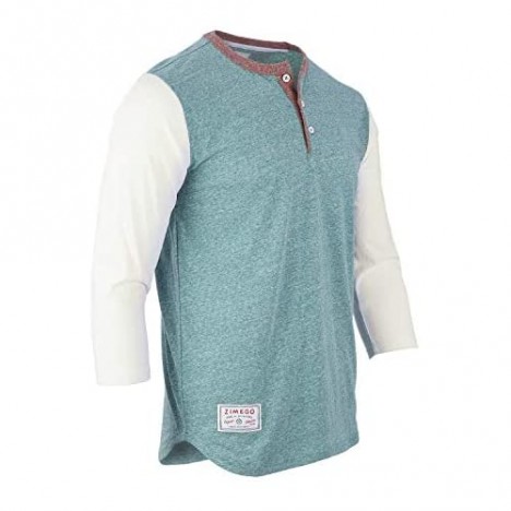 ZIMEGO Men’s 3/4 Sleeve Athletic Fashion Crew Neck Baseball Button Henley Shirt
