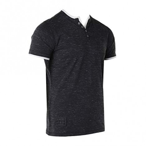 ZIMEGO Men's Casual Short Sleeve Layer V-Neck Fashion Slim Button Henley Shirt