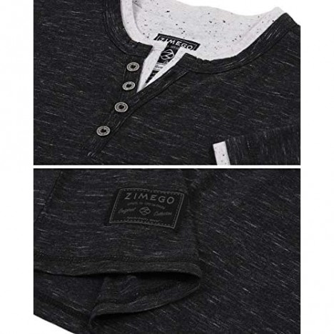 ZIMEGO Men's Casual Short Sleeve Layer V-Neck Fashion Slim Button Henley Shirt