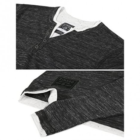 ZIMEGO Men's Long Sleeve Double Layer Neck and Hem Active Fashion Henley Shirts