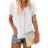 Diukia Women's Summer Button V Neck Lace Crochet Eyelet Blouse Tops Casual Short Sleeve Solid Color Shirts Blouses