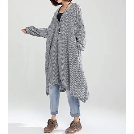 ellazhu Women Long Sleeve V-Neck Loose Cover Up Blouse Outwear Coat GA1505