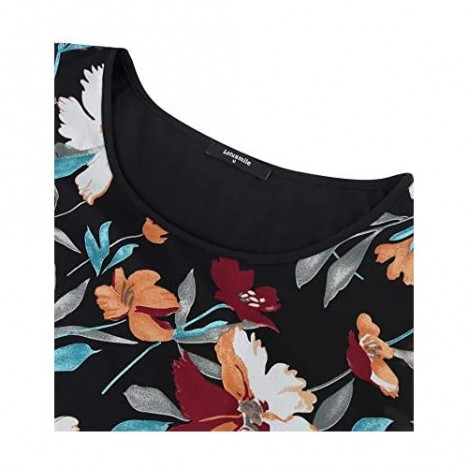 Lotusmile Women's Lightweight Flowy Shirt Double-Layered Printed Chiffon Poncho Blouse Top