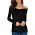 Sarin Mathews Womens Shirts Off The Shoulder Tops Sexy V Neck Slim Fit Shirts Tops Blouses