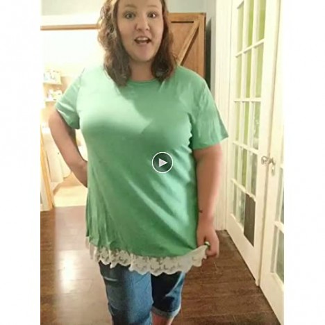VISLILY Womens Plus Size XL-4XL Lace Short Sleeve A-Line Tunics Top Blouse Shirt