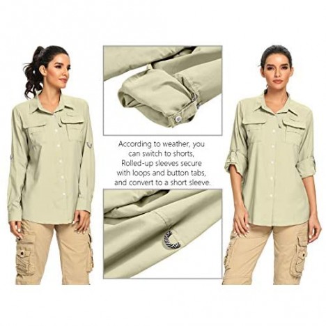Women's UPF 50+ UV Sun Protection Safari Shirt Long Sleeve Outdoor Cool Quick Dry Fishing Hiking Gardening Shirts