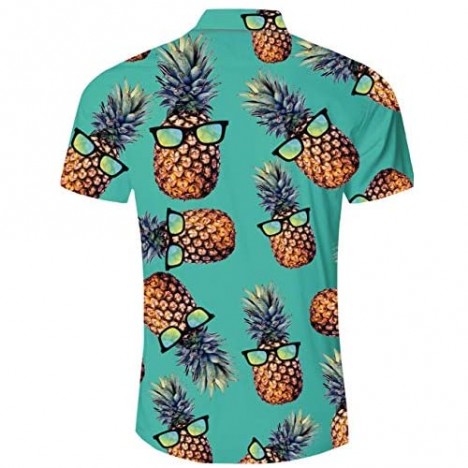 ALISISTER Men's Novelty Button Down Dress Shirts 3D Pattern Summer Hawaiian Tops