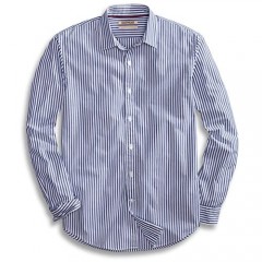  Brand - Goodthreads Men's Standard-Fit Long-Sleeve Banker Striped Shirt