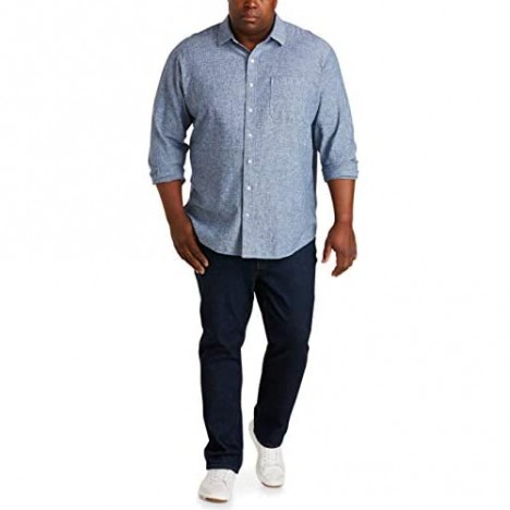 Essentials Men's Big & Tall Long-Sleeve Linen Cotton Shirt fit by DXL