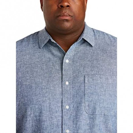 Essentials Men's Big & Tall Long-Sleeve Linen Cotton Shirt fit by DXL