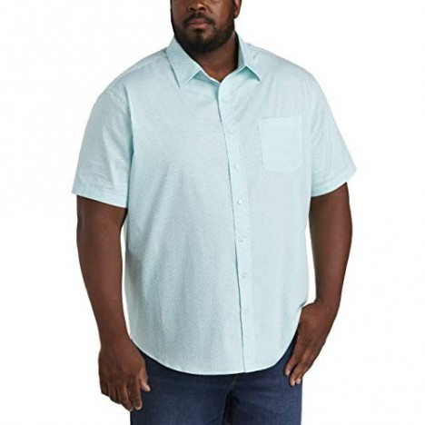 Essentials Men's Big & Tall Short-Sleeve Print Casual Poplin Shirt fit by DXL