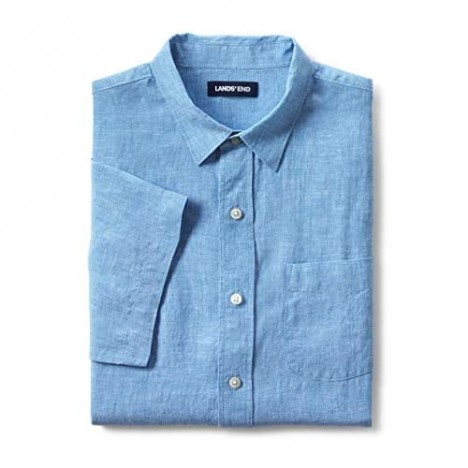 Lands' End Men's Traditional Fit Short Sleeve Linen Shirt