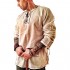 Men's Fashion Cotton Linen Shirt Long Sleeve Solid Color Ethnic Beach Yoga Top