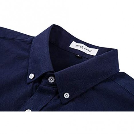 MUSE FATH Men's Oxford Dress Shirt-Cotton Casual Regular Fit Long Sleeve Shirt