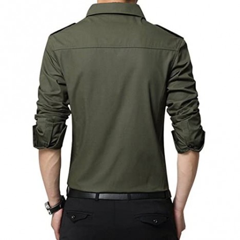 XTAPAN Men's Casual Slim Fit Shirt Cotton Long Sleeve Button Down Dress Shirt