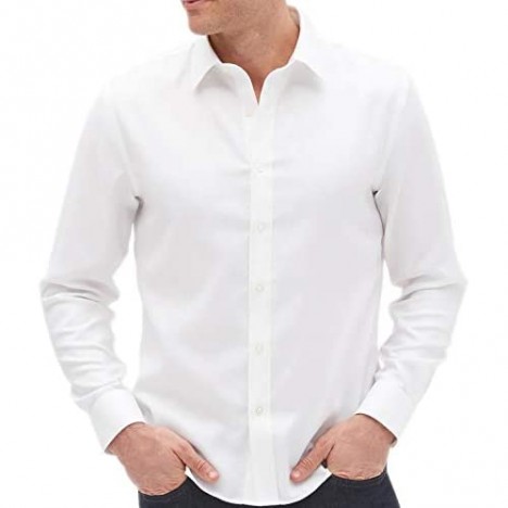 BANANA REPUBLIC Mens Slim-Fit Untucked Non-Iron Shirt White