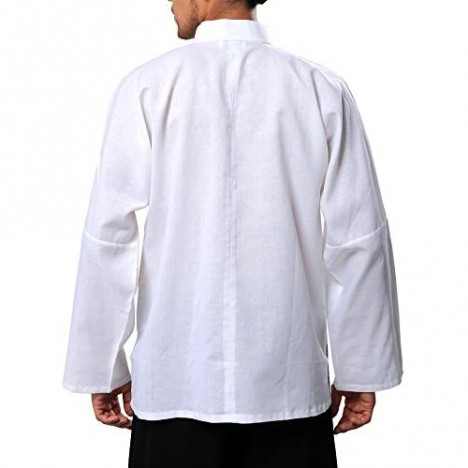 Bitablue Mens White Linen/Cotton Blend Chinese Shirt