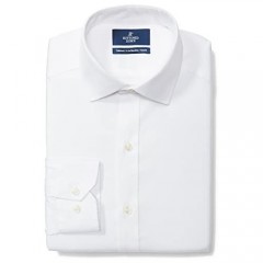 Brand - Buttoned Down Men's Tailored Fit Spread Collar Solid Non-Iron Dress Shirt White 19 Neck 34 Sleeve