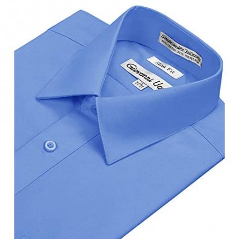 Gentlemens Collection Men's Slim Fit Long Sleeve Solid Dress Shirt