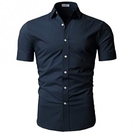 H2H Mens Dress Shirts Slim Fit Short Sleeve Business Shirt Basic Designed Breathable