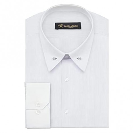 Jack Martin - Fine Stripe Slim Fit Pin Collar Shirt - Mens Business Wedding & Dress Shirts with Collar Bar