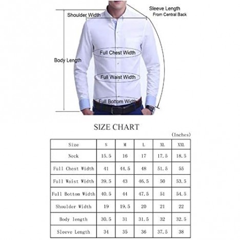 Menswear House Mens Dress Shirts Long Sleeve Regular Fit Button Down Casual Shirts
