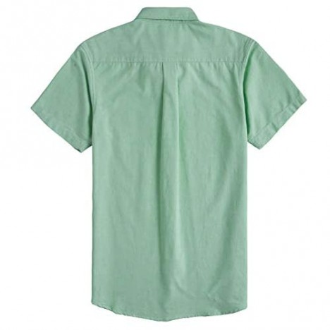 MUSE FATH Men's Casual Oxford Short Sleeve Regular Fit Chest Pocket Dress Shirt