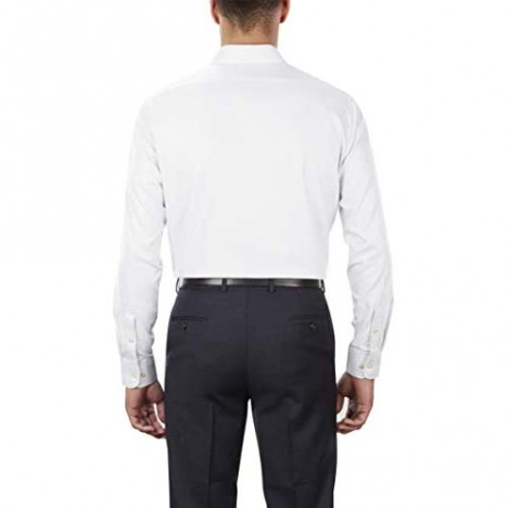 Van Heusen Men's Herringbone Regular Fit Solid Spread Collar Dress Shirt