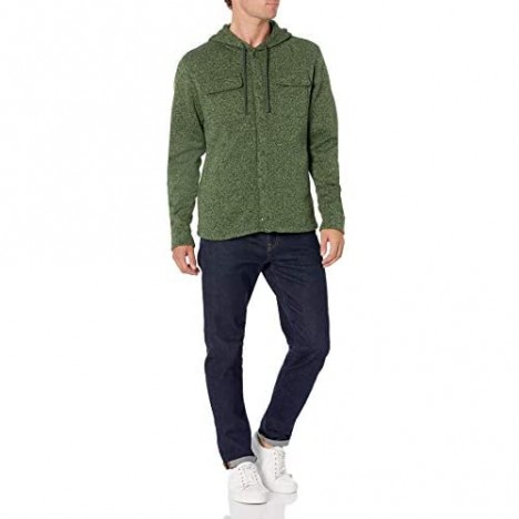Brand - Goodthreads Men's Sweater-Knit Fleece Long-Sleeve Shirt Jacket with Hood