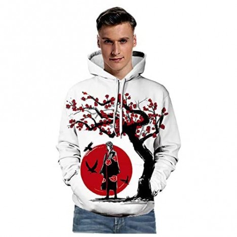 CHENMA Men Japan Anime 3D Print Pullover Hoodie Sweatshirt with Front Pocket