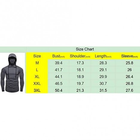 Mens Fashion Sweatshirt Slim Fit Pull-Over Sport Hoodie with Mask