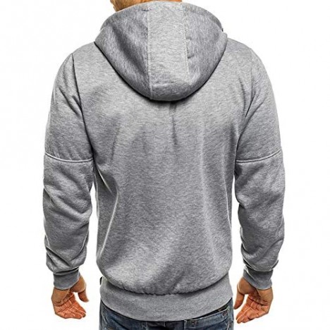 MorwenVeo Mens Full-Zip Fashion Hoodies Shirts - Casual Hooded Slim Fit Long Sleeve Colorblock Top Blouse with Pocket