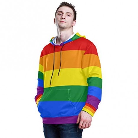 Rainbow Bisexual Pride Color Style Hoodie for Unisex Pullover Adult Long Sleeves Casual Thin Clothing